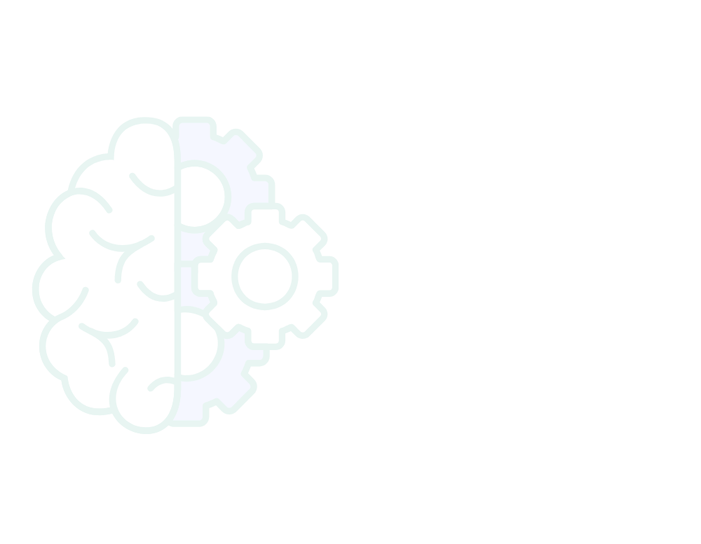 Illustration of a brain with gear wheels inside, representing artificial intelligence or machine learning.