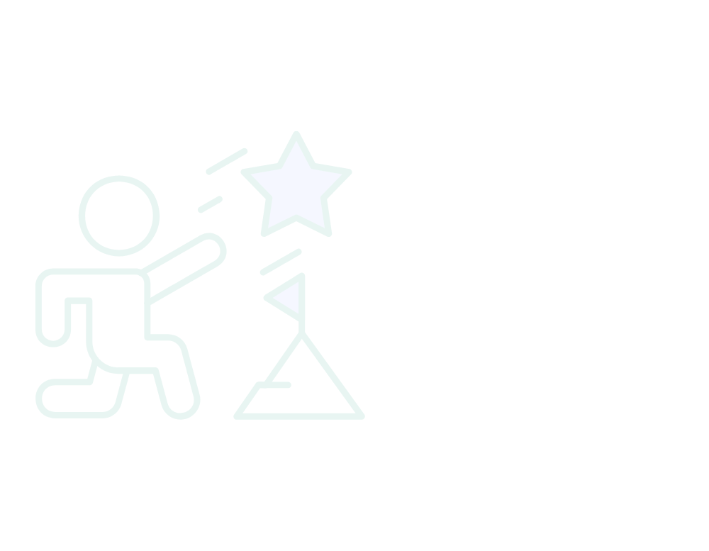Line drawing of a person kneeling and aiming a star-shaped target onto a stand, with text "Aim for the stars" next to the illustration.