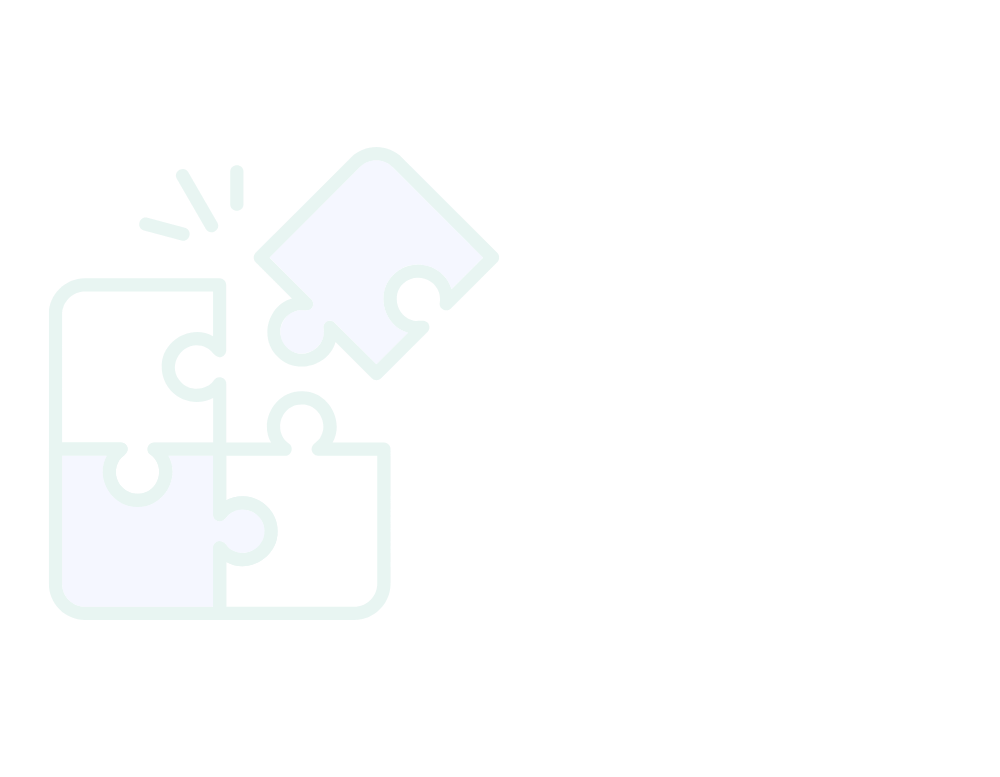 Illustration of four puzzle pieces with one piece being added.