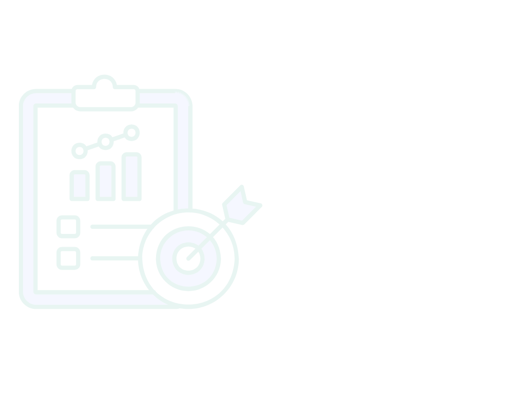 Illustration of a clipboard with a chart and checkboxes, and an arrow hitting a target, symbolizing goals or objectives.