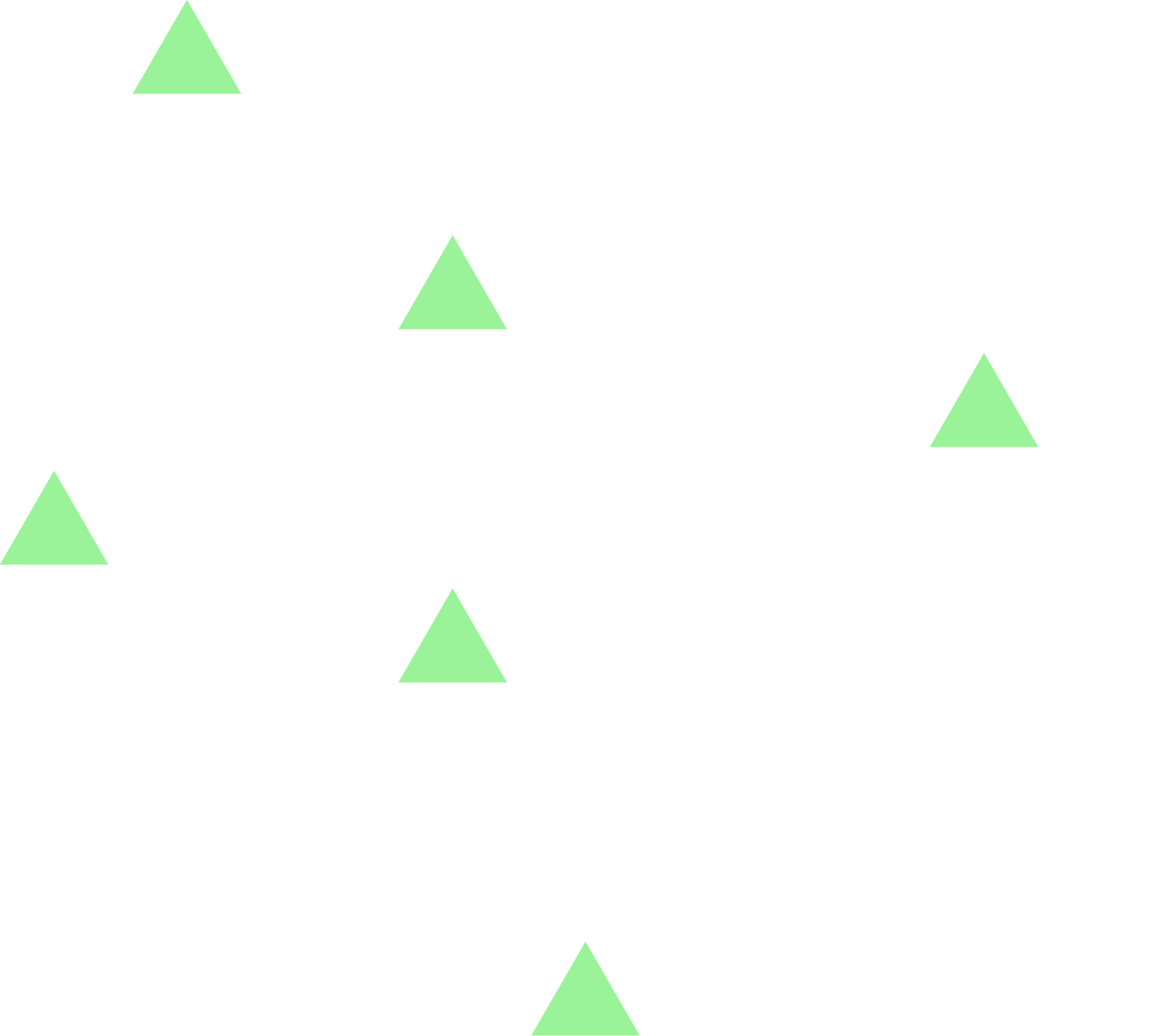 A black background with white and green downward-pointing triangles arranged in rows, resembling a geometric pattern.