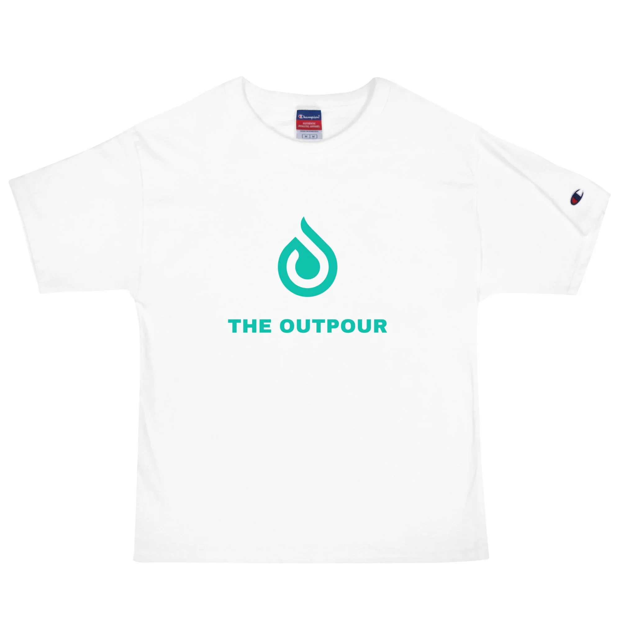 The Outpour Men's Champion T-Shirt (WHITE/TEAL)