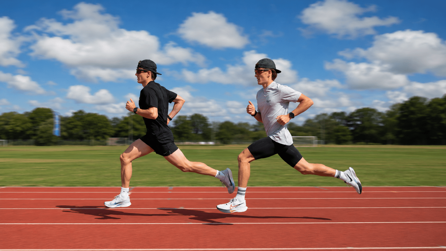 Ben and Tom Blamey on the athletics track