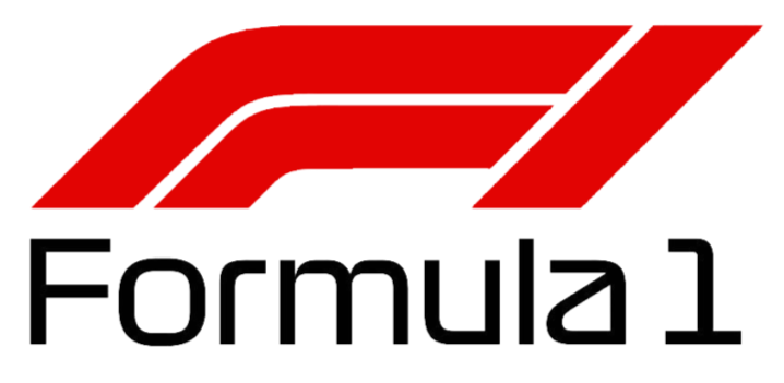 Red stylized racing flag icon above the black text 'Formula 1'.