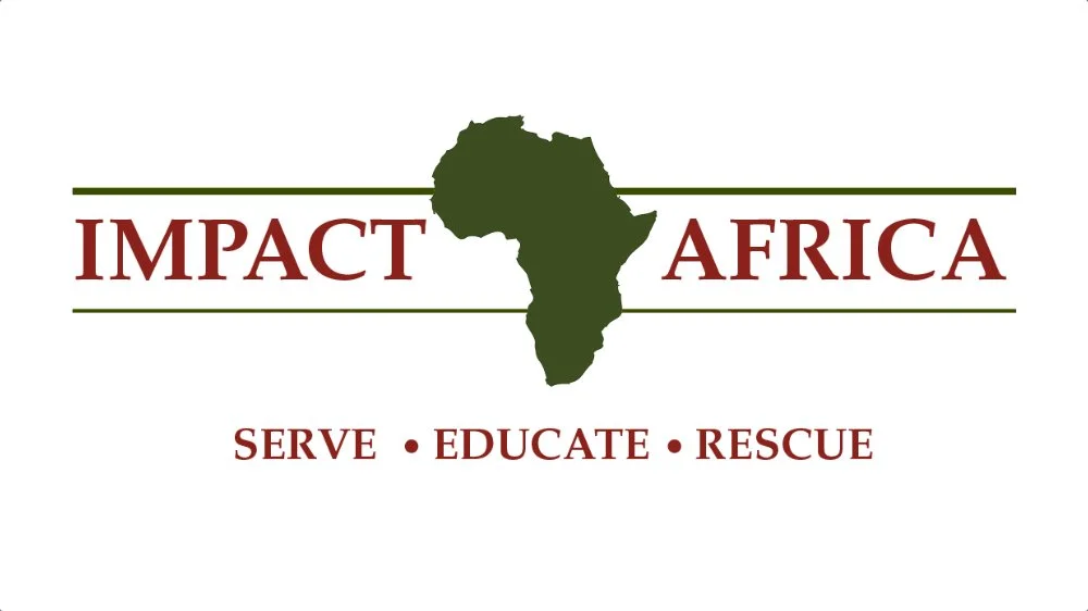 Logo with a silhouette of the African continent and the words 'IMPACT AFRICA' above the phrase 'Serve, Educate, Rescue'.