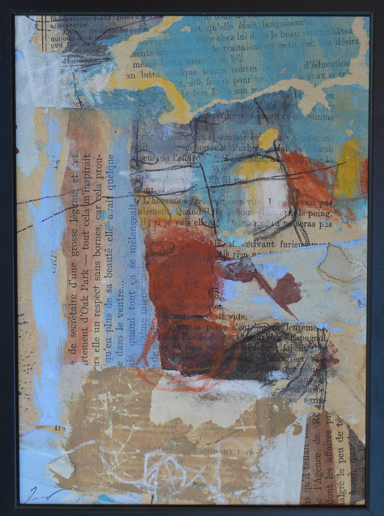 « Sans titre n°4 », techniques mixtes sur papier ancien, Xavier Vanlaere