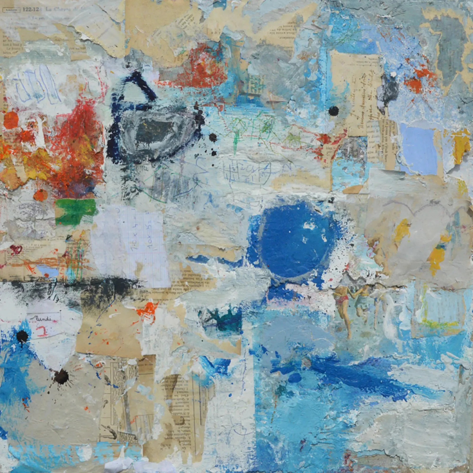 « Sans titre — grand format n°7 », peinture, sable, chaux, collages et techniques mixtes sur panneau de bois, Xavier Vanlaere