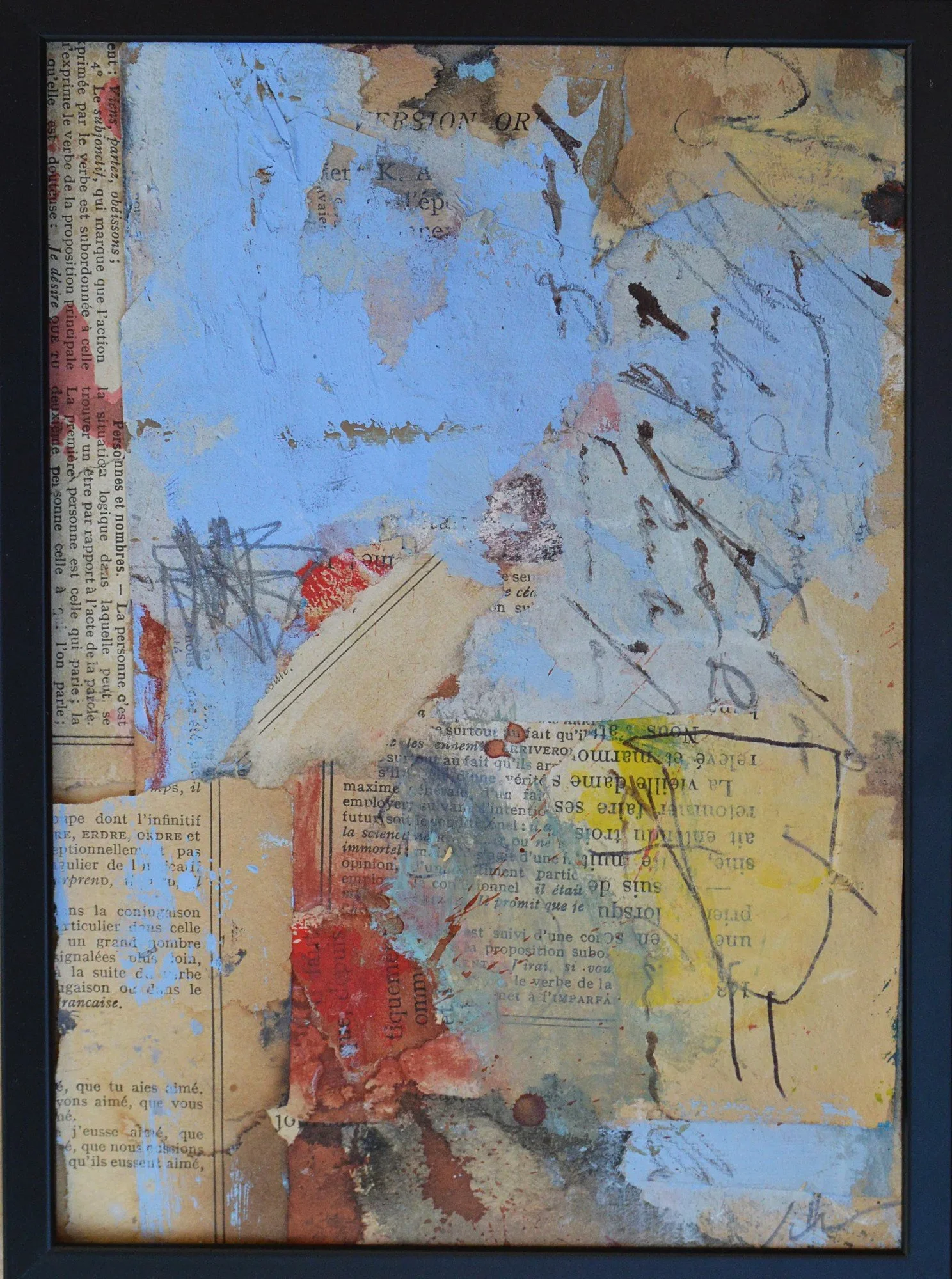 « Sans titre n°5 », techniques mixtes sur papier ancien, Xavier Vanlaere