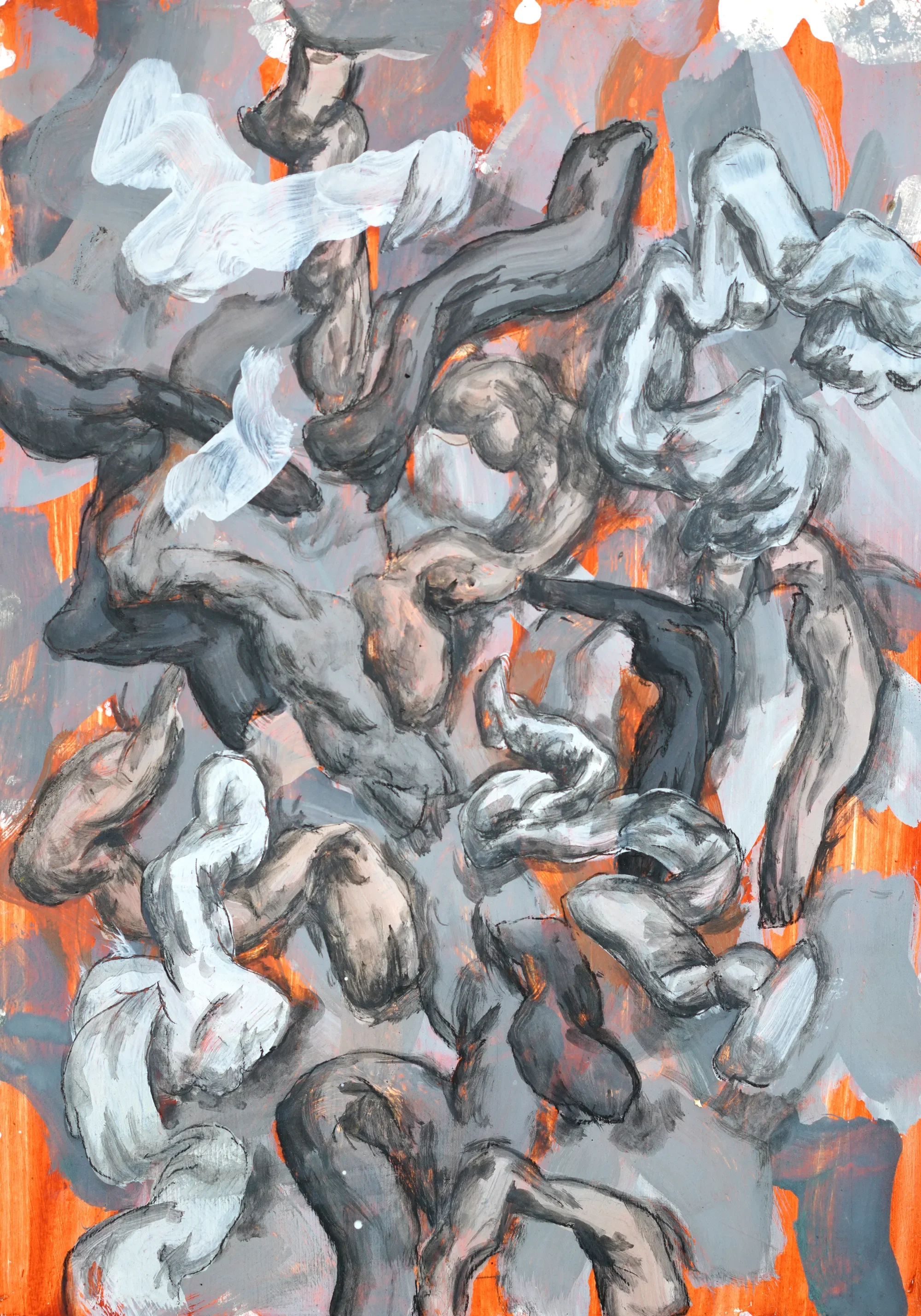 Étude 02 SB-01, Valentin Alberton — tempera à l’œuf sur bois, 42 × 60 cm, 2026