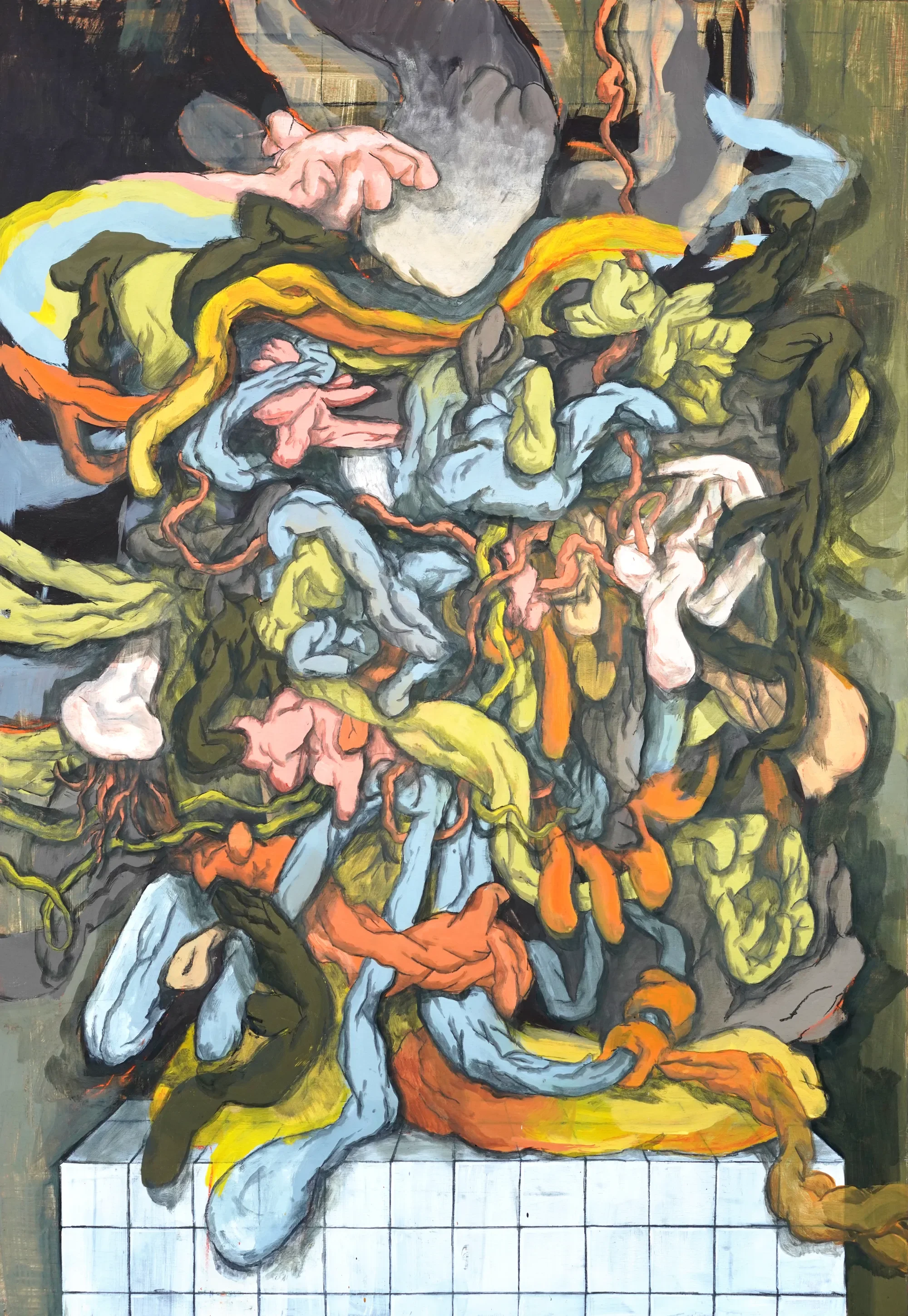 Sans titre TB-06, Valentin Alberton — tempera à l’œuf sur bois, 70 × 100 cm, 2026