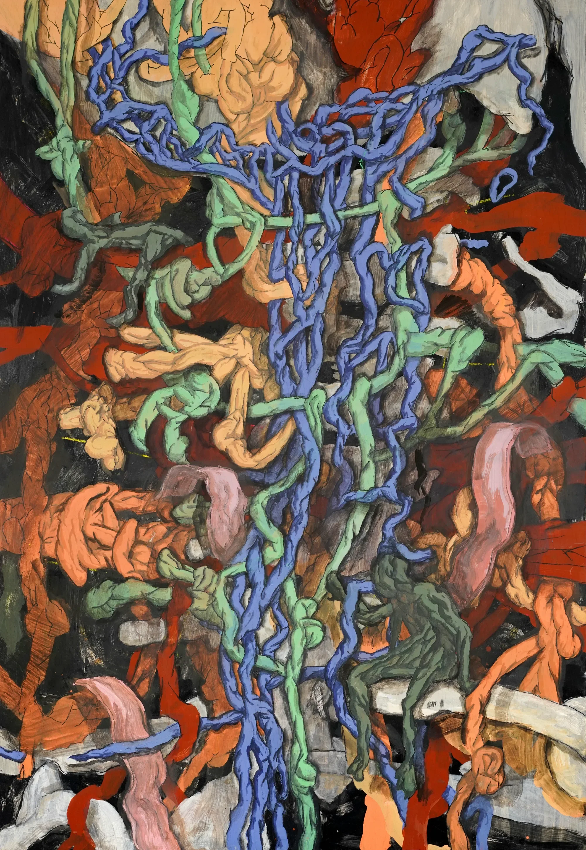 Sans titre TB-07, Valentin Alberton — tempera à l’œuf sur bois, 80 × 116 cm, 2026