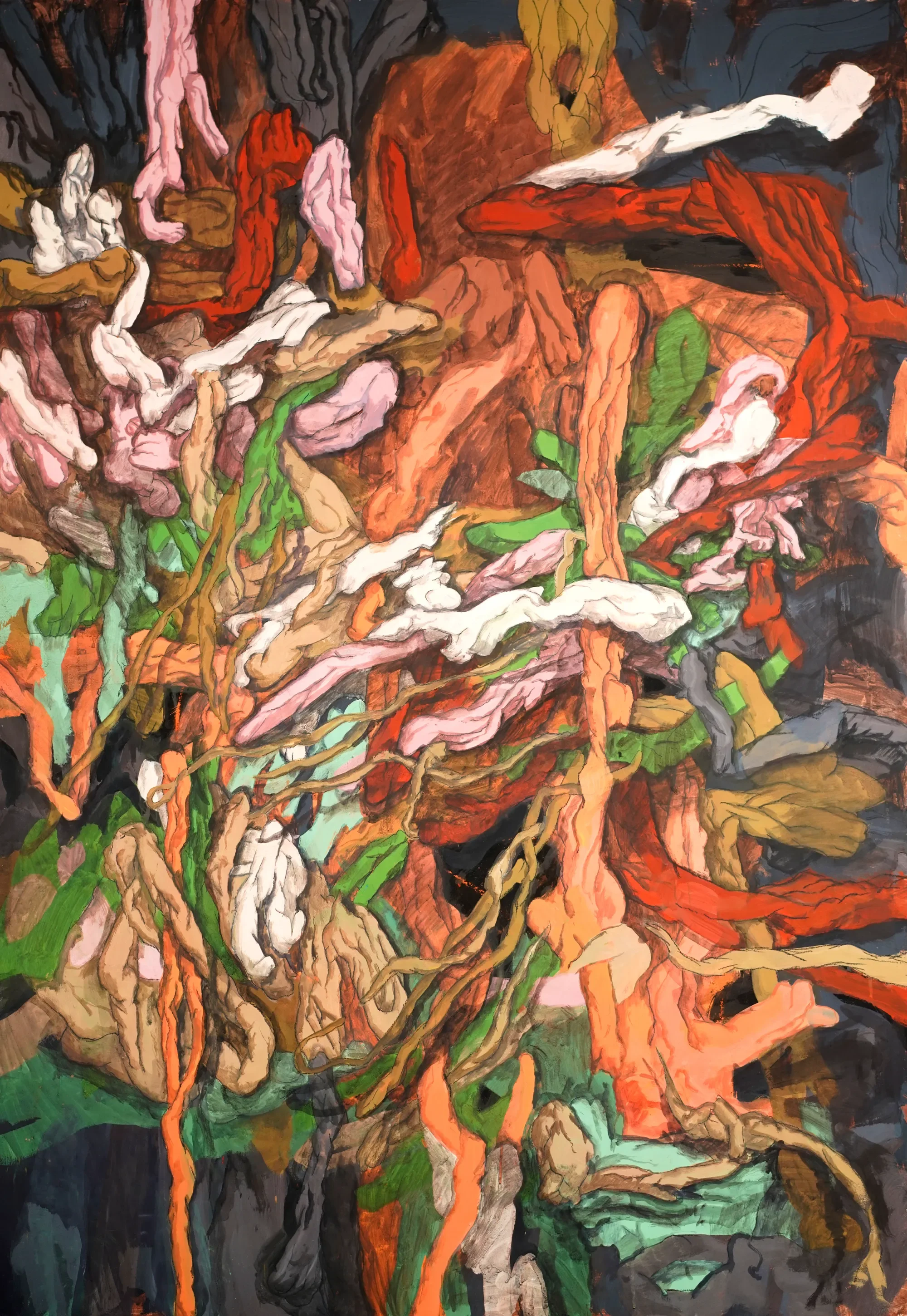 Sans titre TB-08, Valentin Alberton — tempera à l’œuf sur bois, 100 × 145 cm, 2026