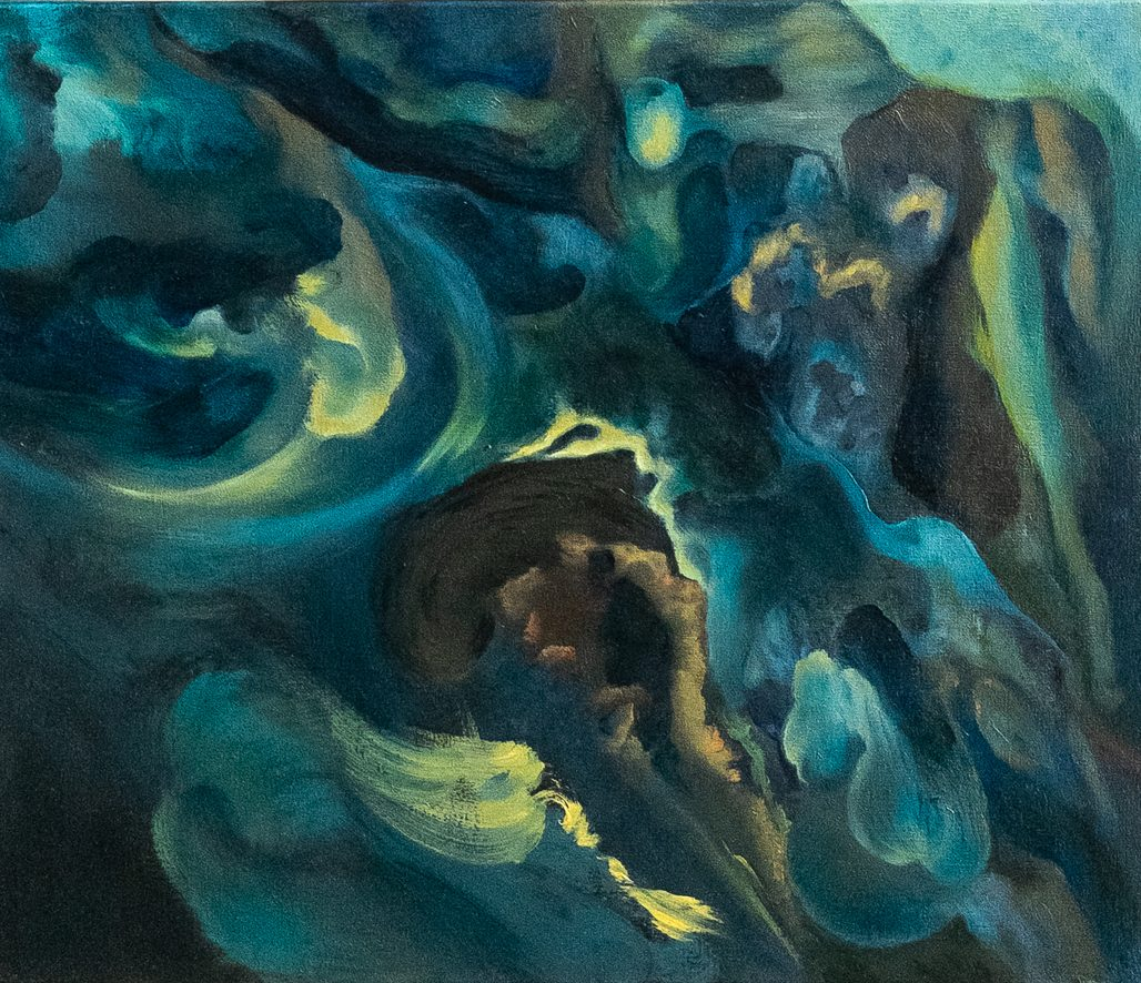 Shelter, Sophie Chau-Banh — volet inférieur du diptyque, huile sur toile, 38 × 46 cm, 2026