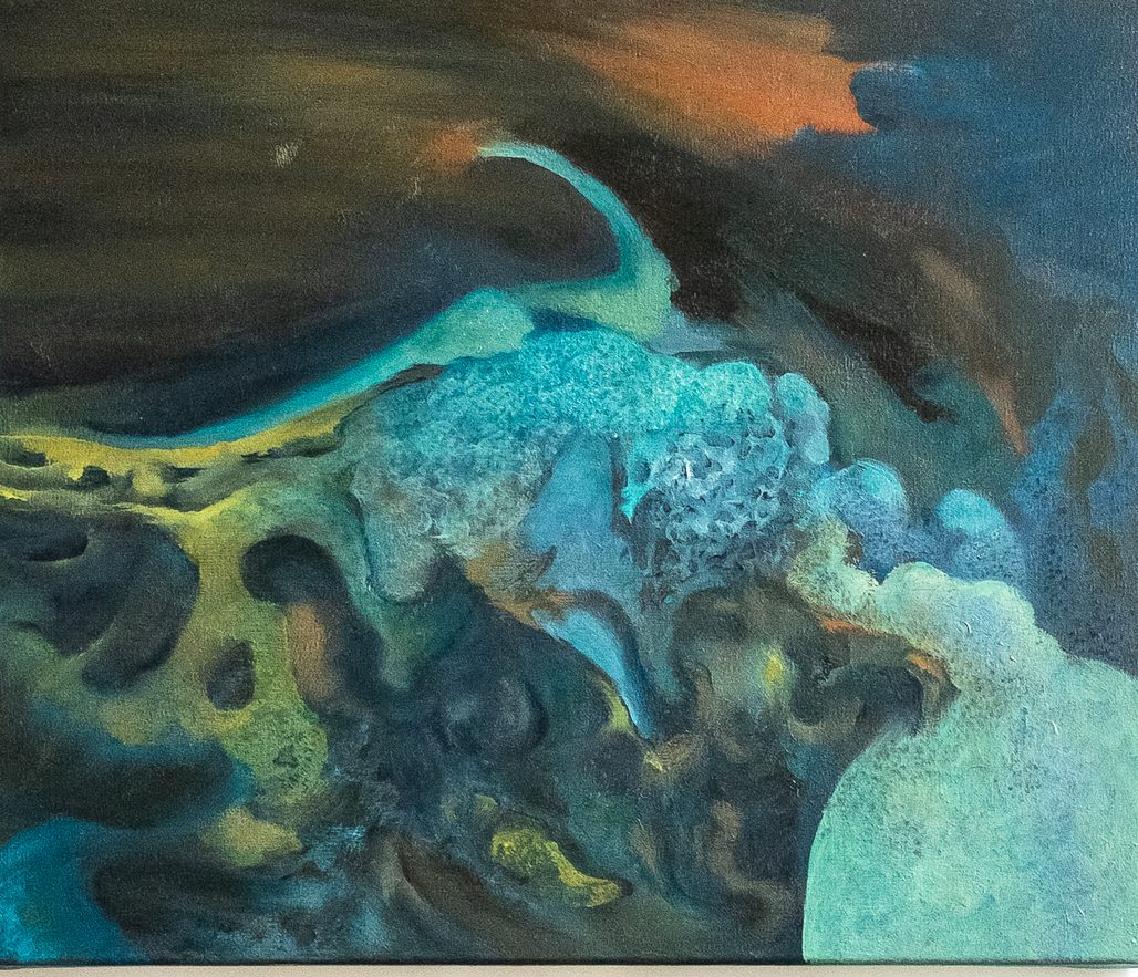 Shelter, Sophie Chau-Banh — volet supérieur du diptyque, huile sur toile, 38 × 46 cm, 2026
