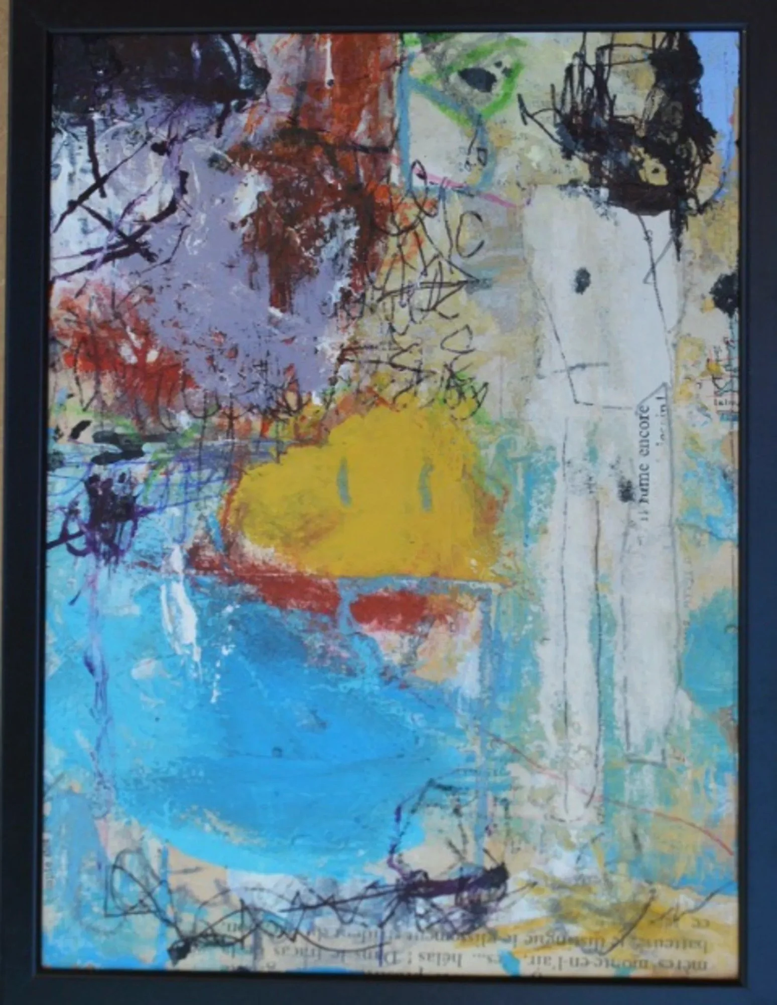 « Sans titre n°2 », techniques mixtes sur papier ancien, Xavier Vanlaere