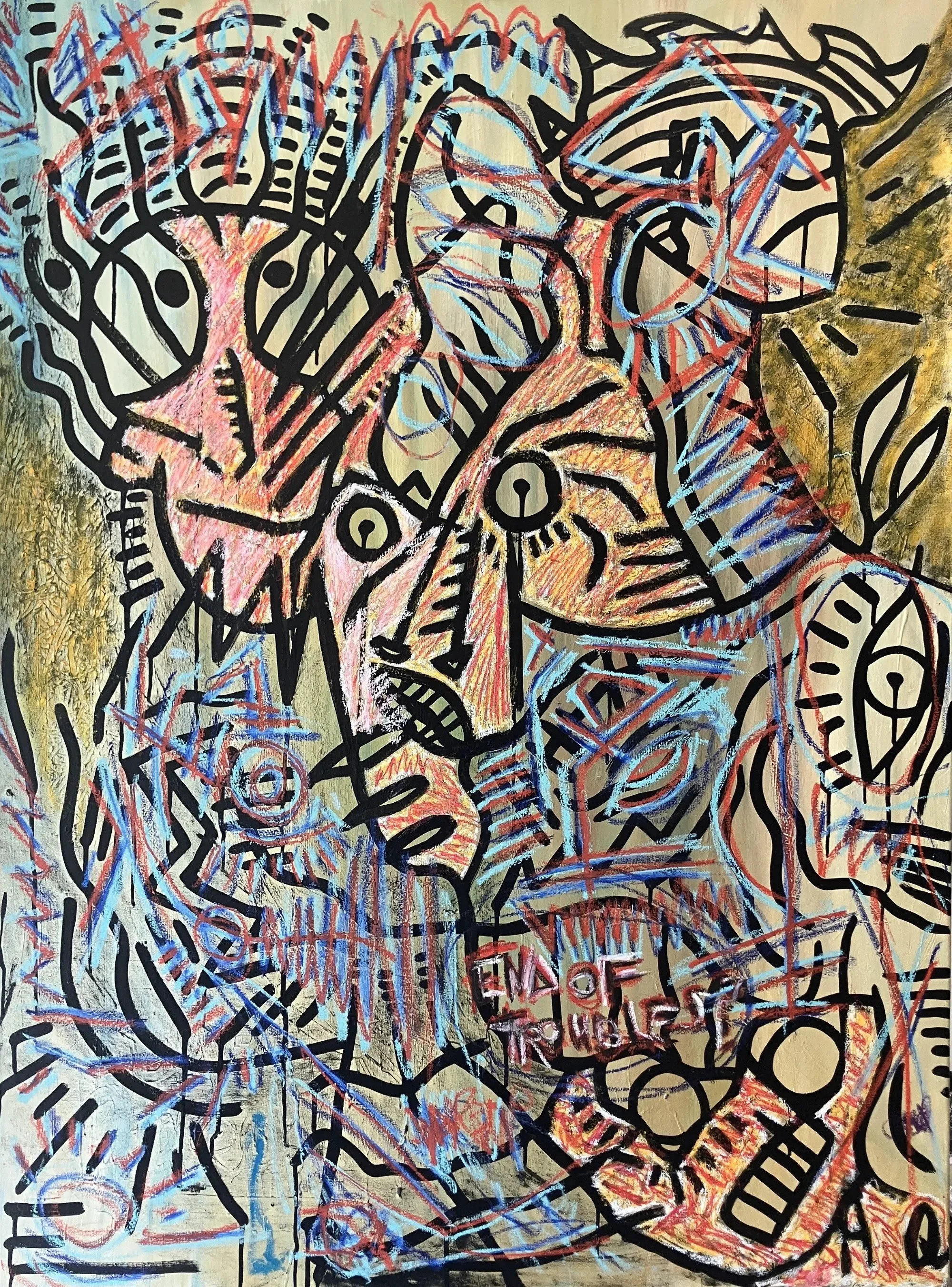 « End of troubles », techniques mixtes sur toile, HQ