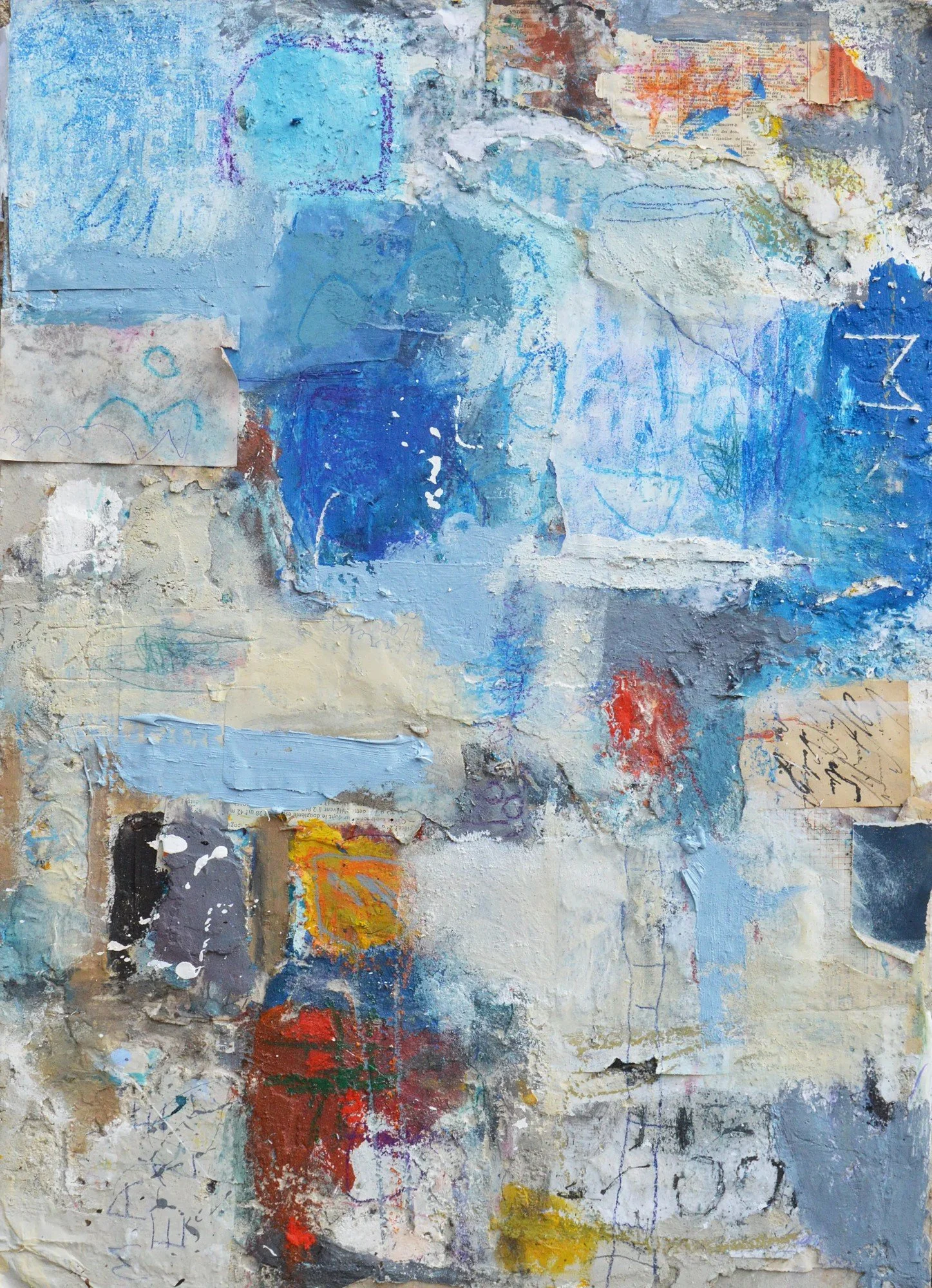 « Sans titre — grand format n°2 », collage, sable, techniques mixtes sur panneau, Xavier Vanlaere