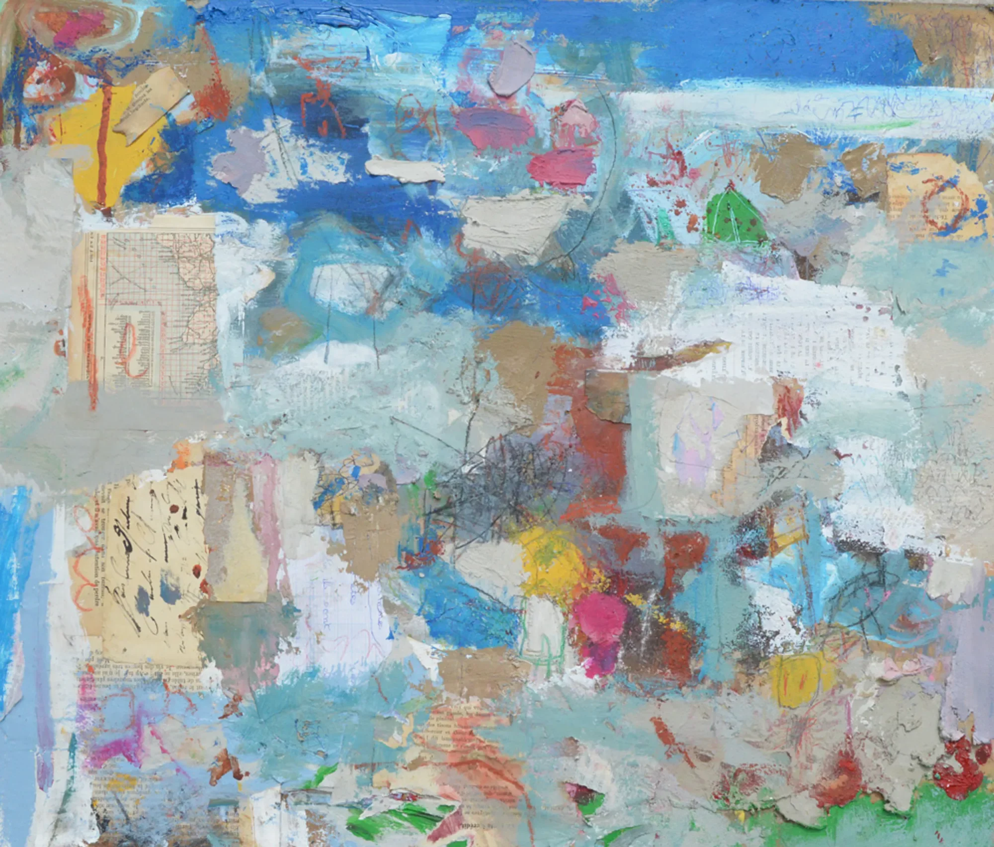 « Sans titre — grand format n°6 », peinture, chaux, sable, collages et techniques mixtes, Xavier Vanlaere
