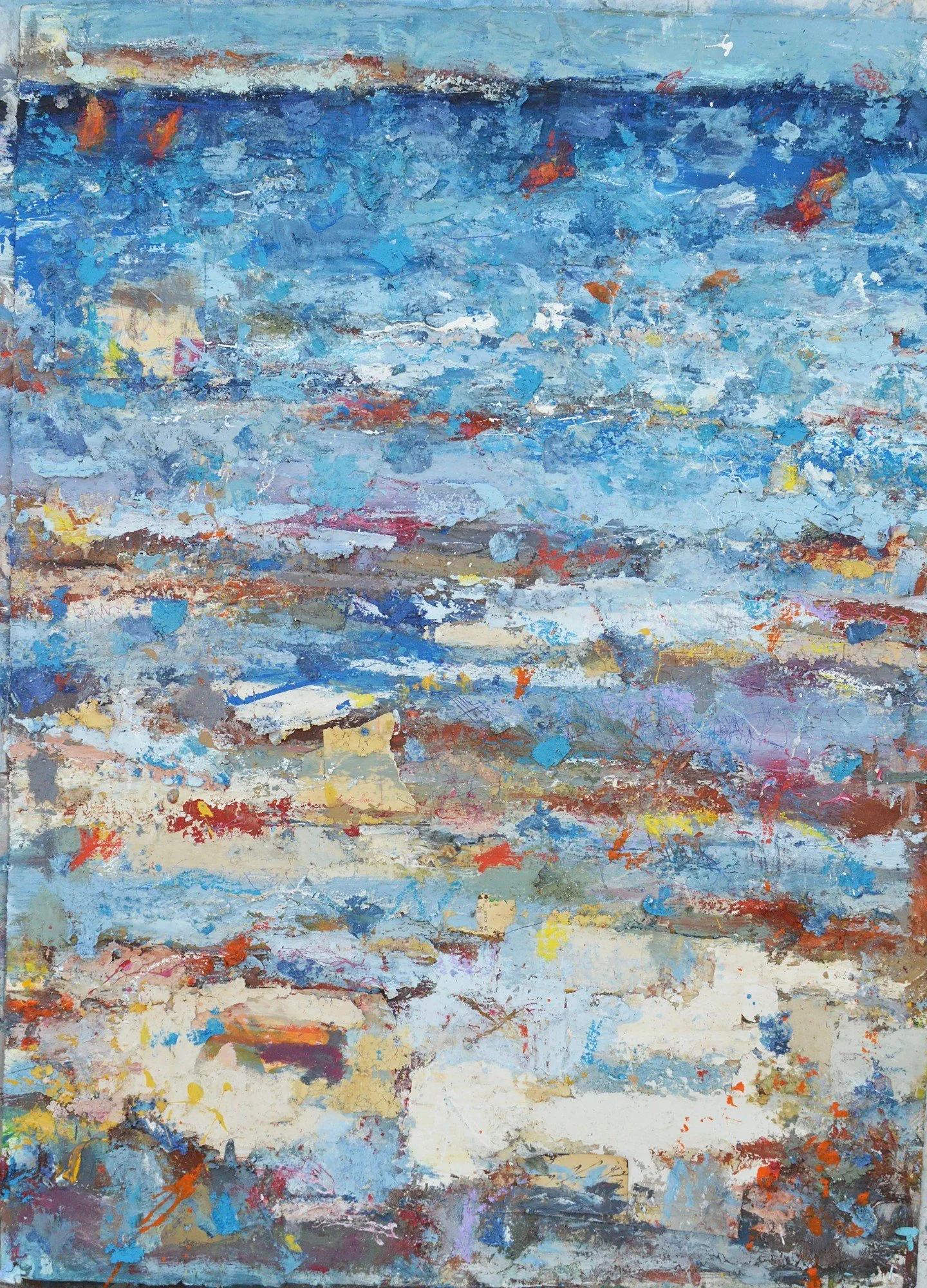 « Sans titre — grand format n°3 », peinture acrylique, huile, chaux, sable, techniques mixtes sur papier Artistico marouflé sur bois, Xavier Vanlaere