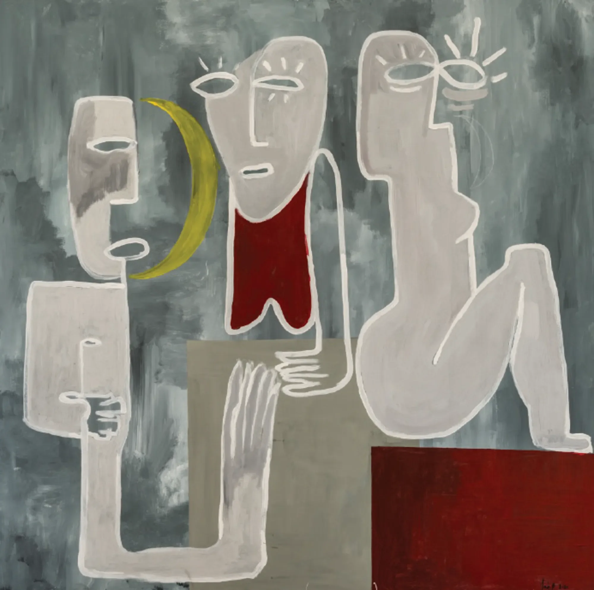 Moïres, Inès Benaissa — acrylique sur toile, 90 × 90 cm, 2025