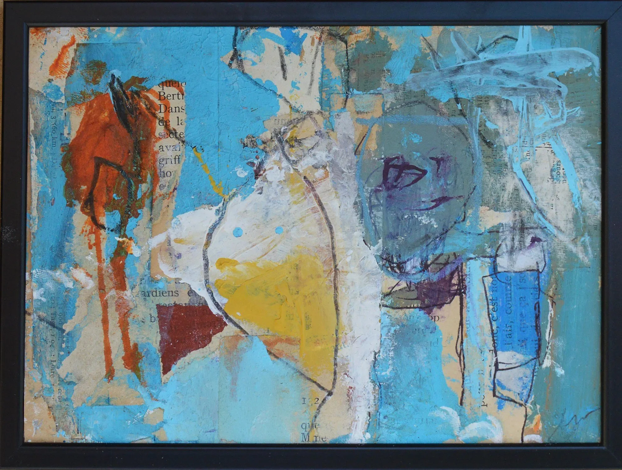« Sans titre n°7 », techniques mixtes sur papier ancien, Xavier Vanlaere