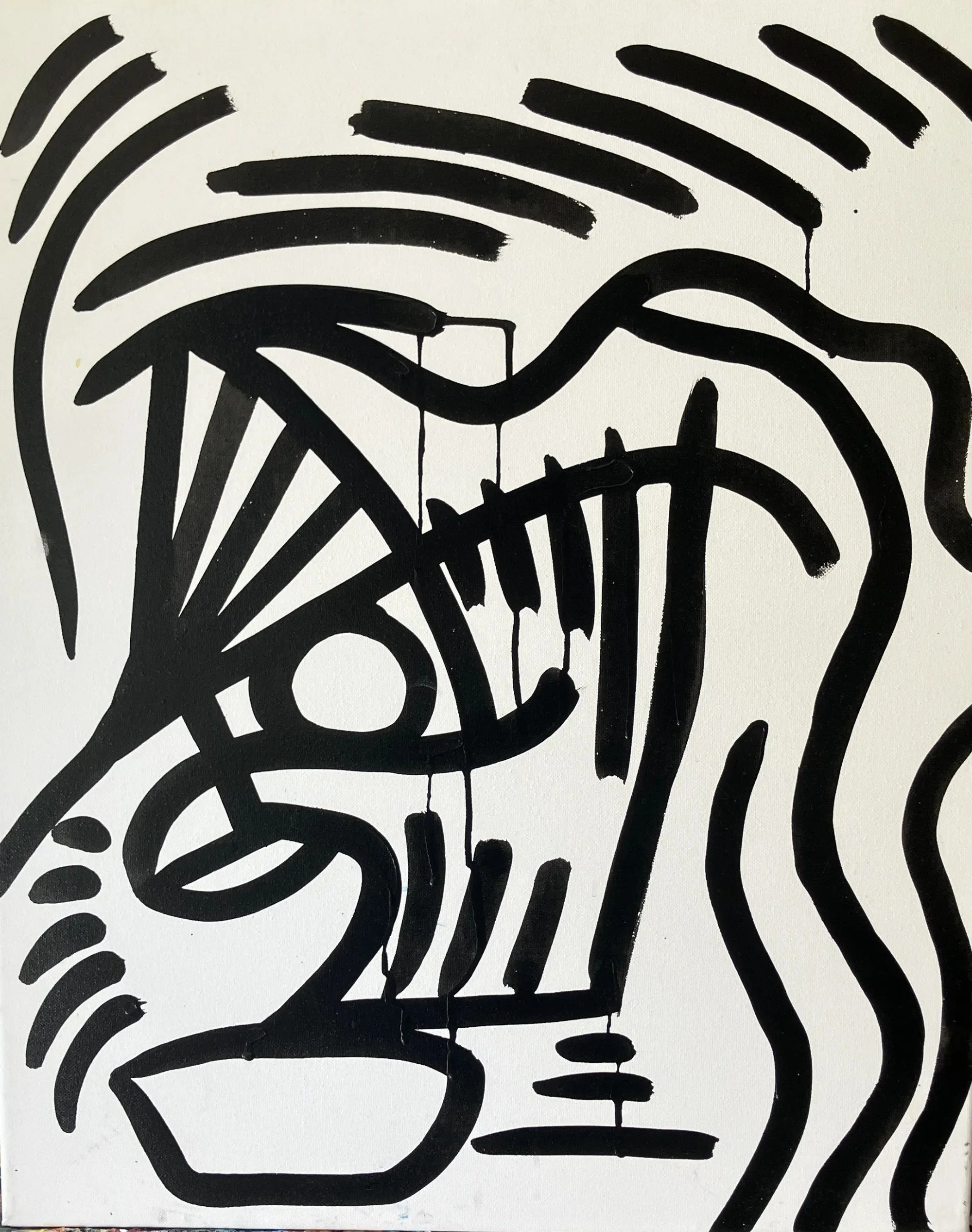 « L'oiseau », encre de chine sur toile, HQ