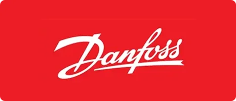 Danfoss logo on a red background.