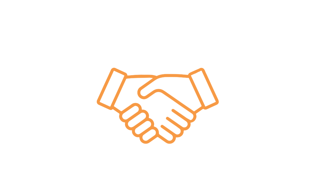 Line drawing of two hands shaking, representing agreement or partnership.