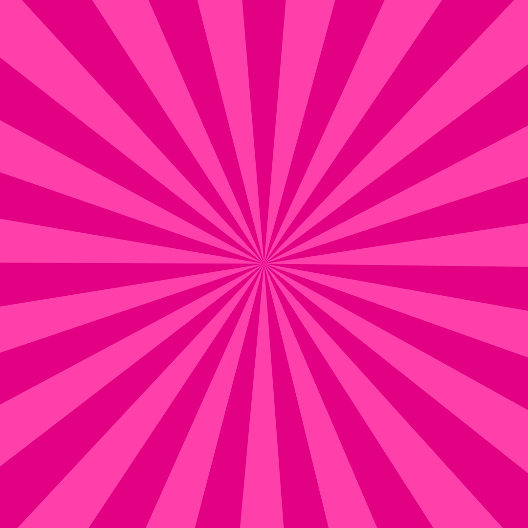 A pink burst pattern with radial stripes emanating from the center, creating a vibrant, energetic background.