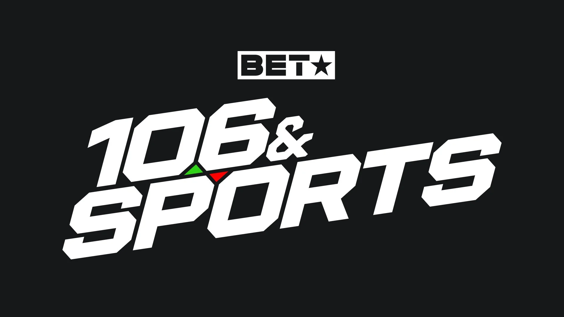 Bet 106 & Sports logo with a black background, large white 3D-style text, and a small Italian flag detail