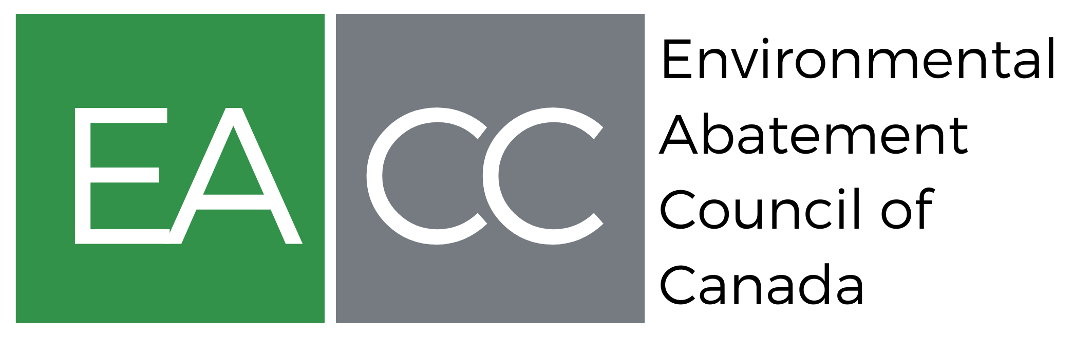 Logo of the Environmental Abatement Council of Canada with green and gray squares and stylized letters EACC.