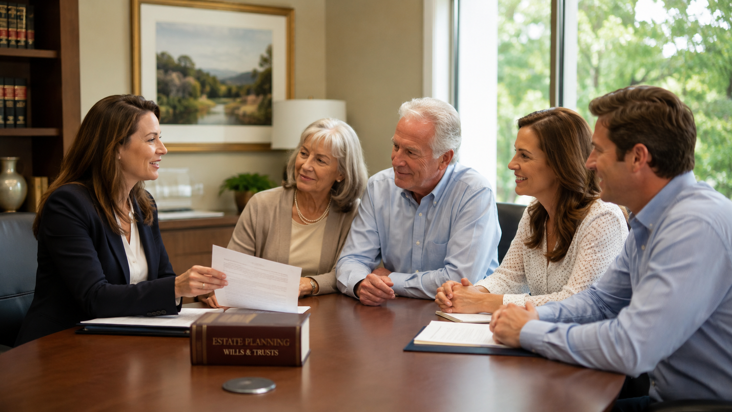 Family meeting with an attorney about estate planning and probate