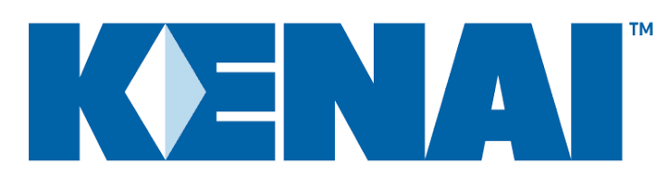 KENAI logo in bold blue letters with a diamond-shaped symbol in the middle.