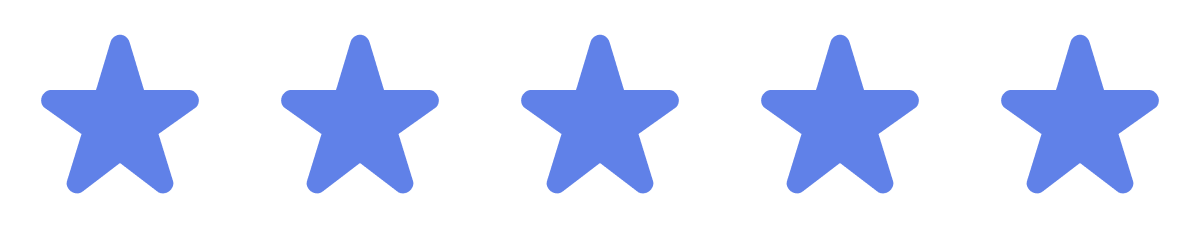 Five blue stars representing a five-star rating.