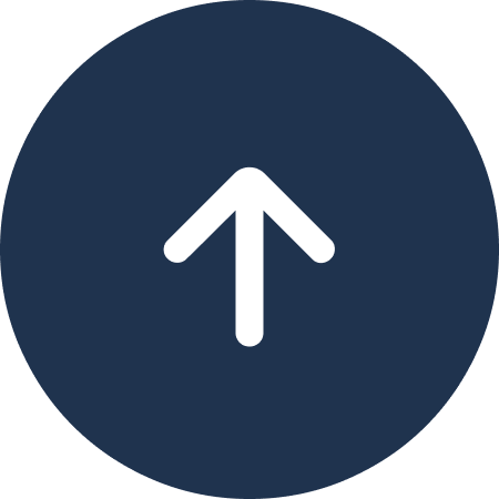 Black upward arrow icon on a dark blue circular background.