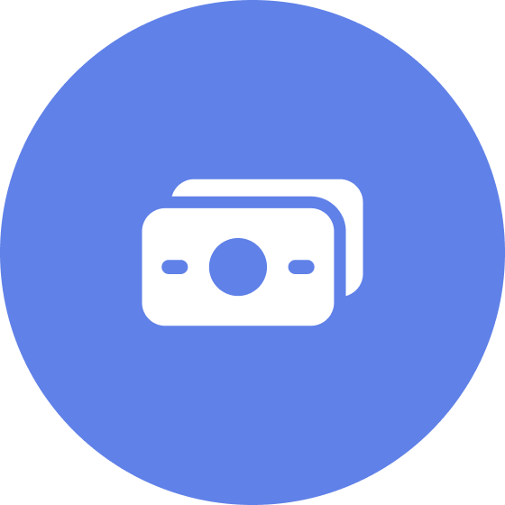 Icon of a camera on a blue circular background