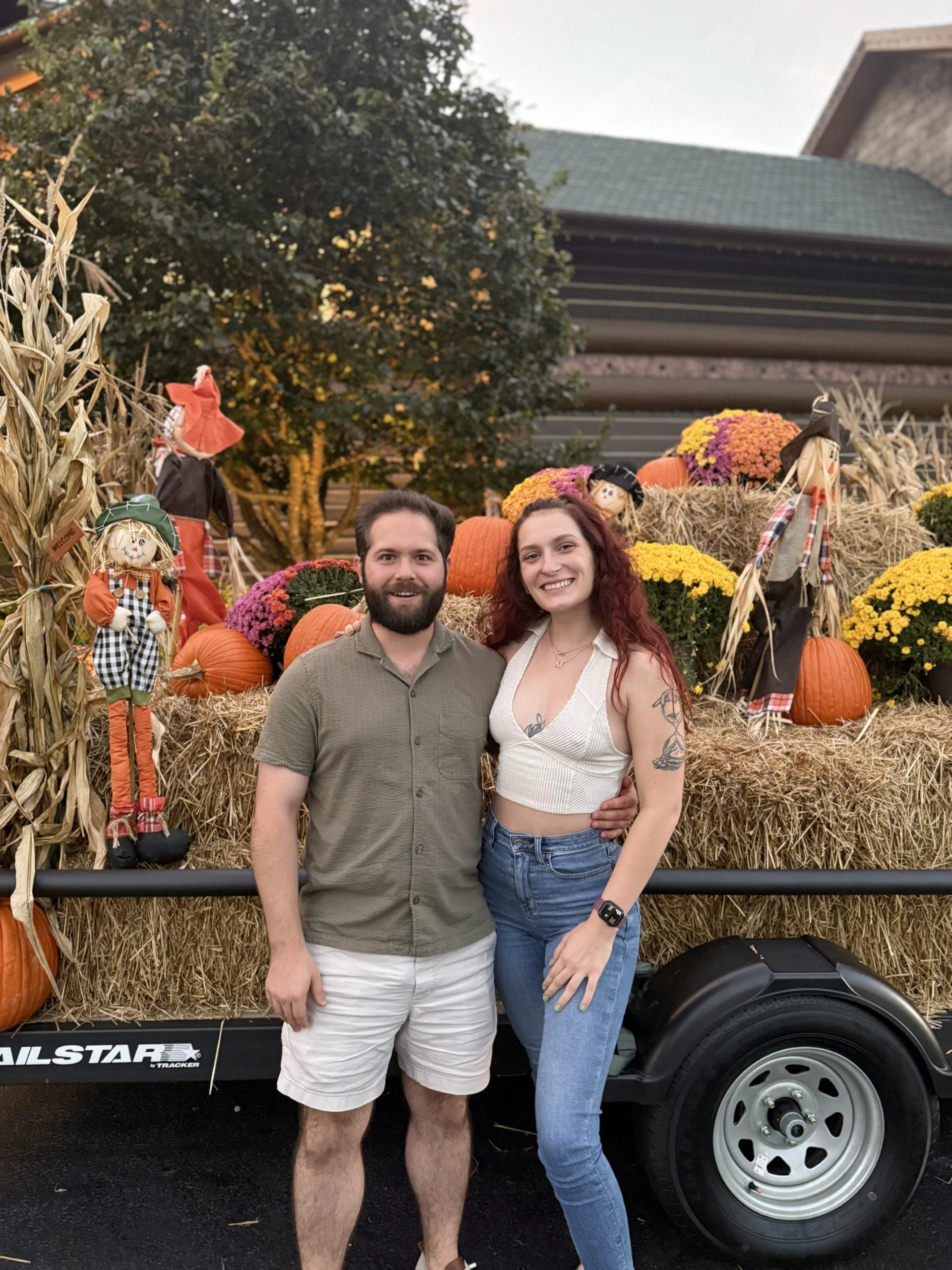 Myself and my fiancé standing outside the largest Bass Pro Shops in Missouri, USA.