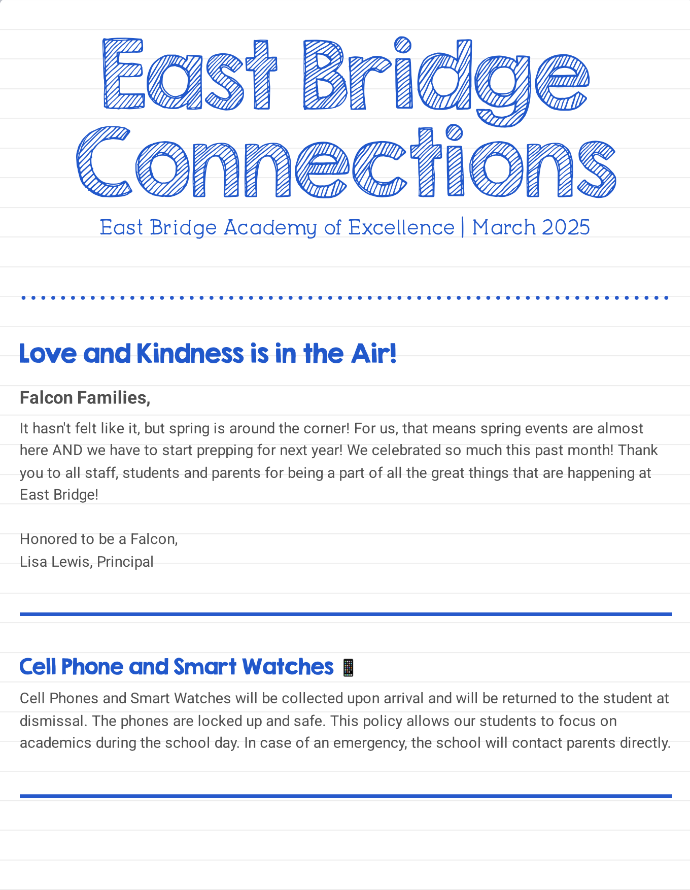 East Bridge Newsletter - March 2025