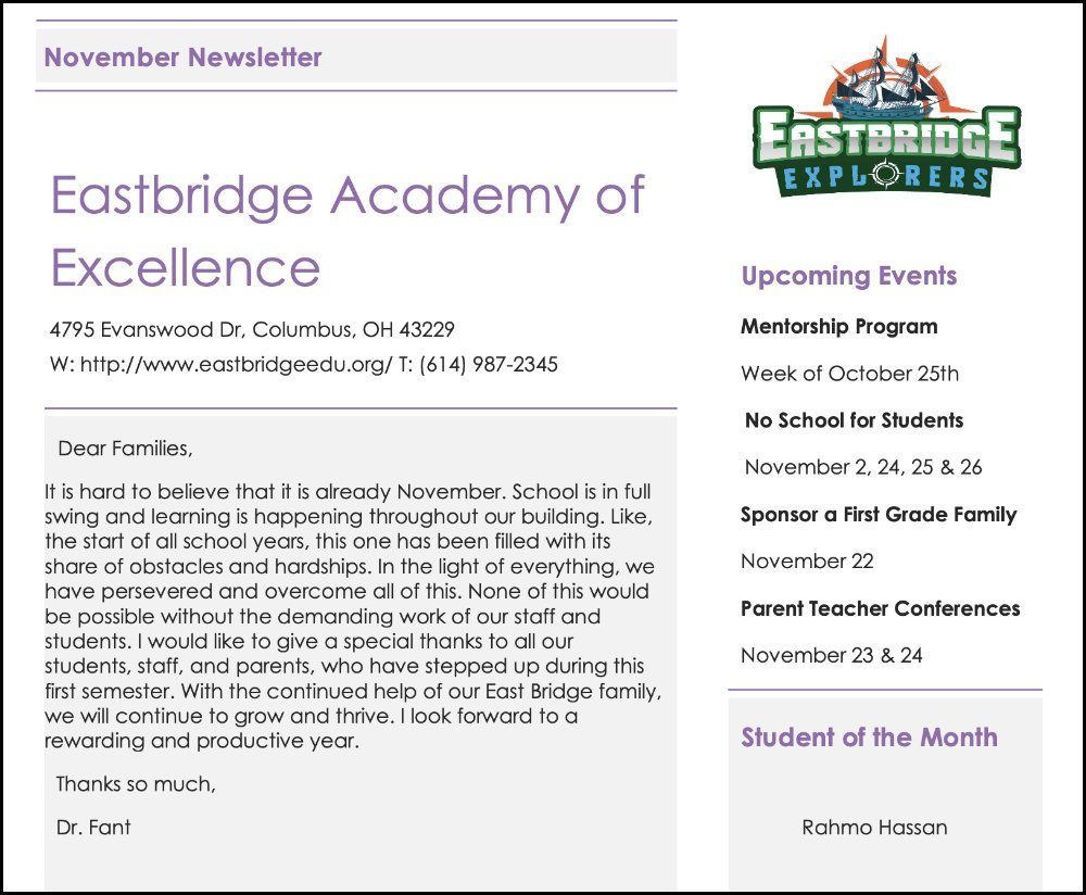 Newsletter - November 4, 2021