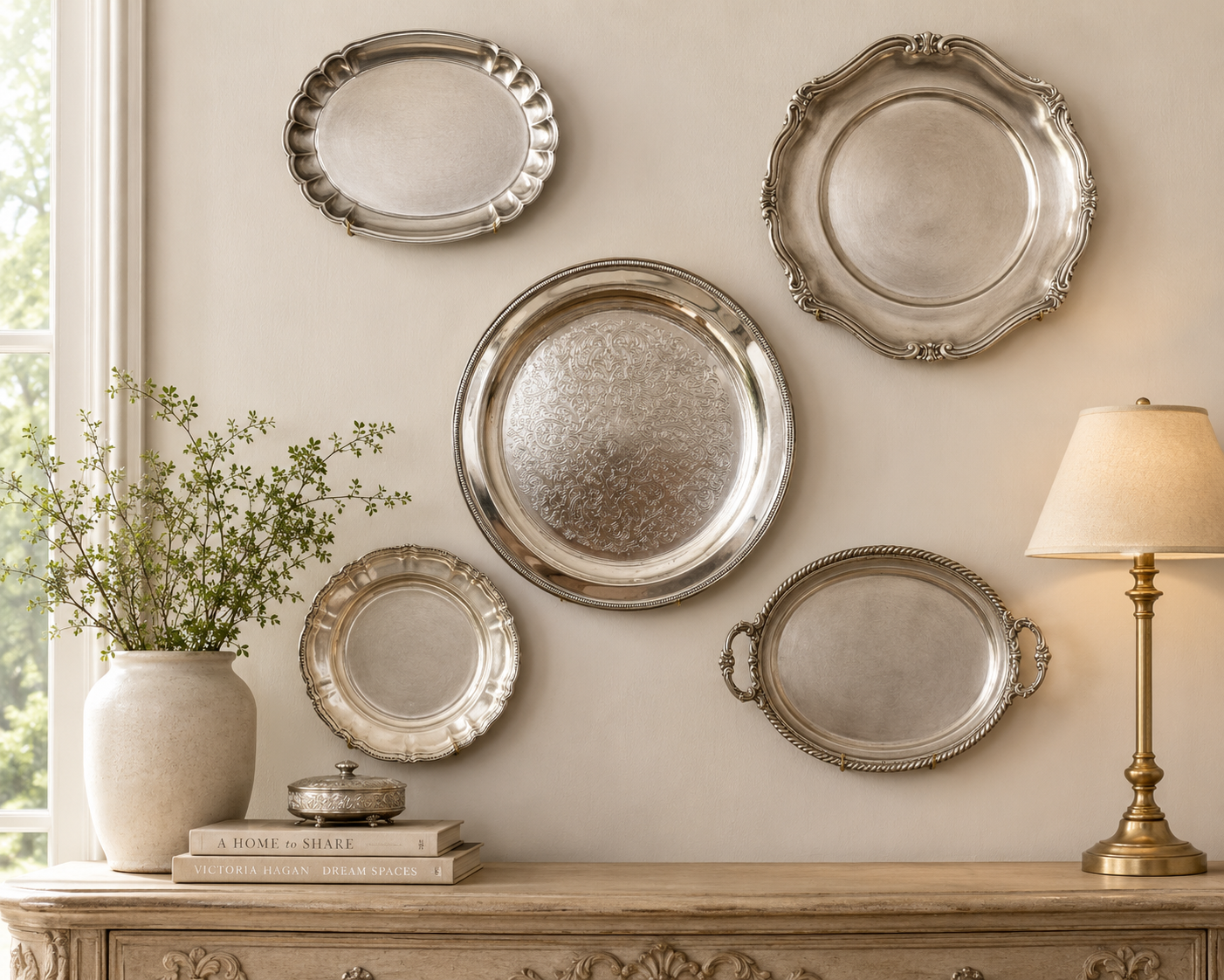 Silver Plate Round Serving Tray