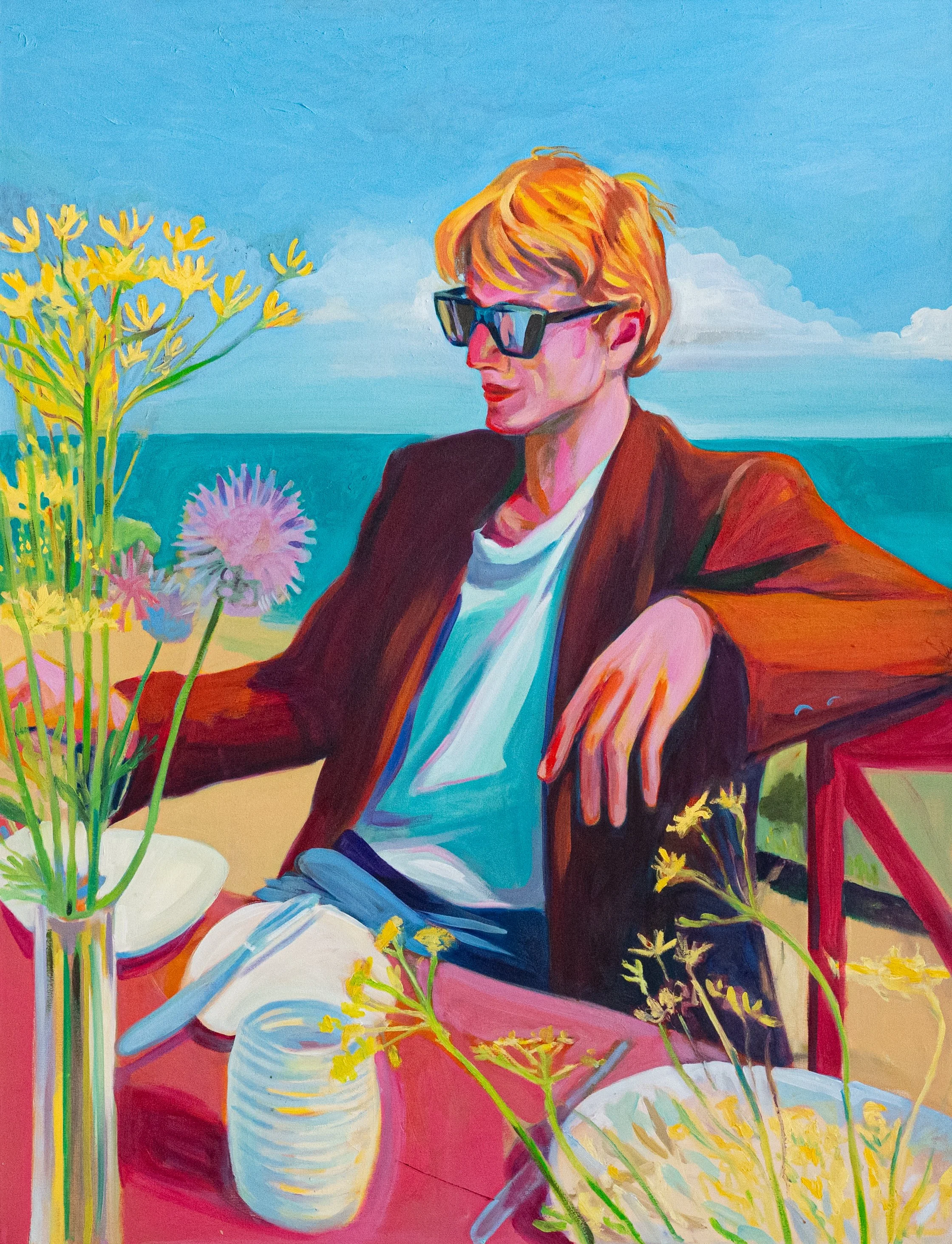 Discover Breakfast on the Beach, an original figurative oil painting by Hrvoje Majer. This contemporary artwork explores presence, quiet reflection and the beauty of everyday moments by the sea.