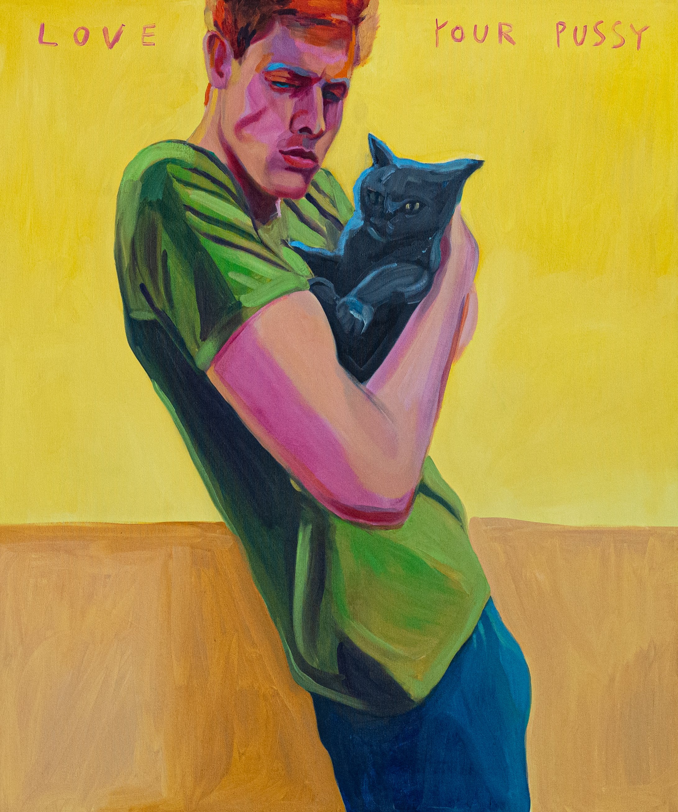 Discover Embrace Your Feminine, an original figurative oil painting by Hrvoje Majer. This contemporary artwork explores masculinity, femininity, emotional balance and the strength found in embracing vulnerability.