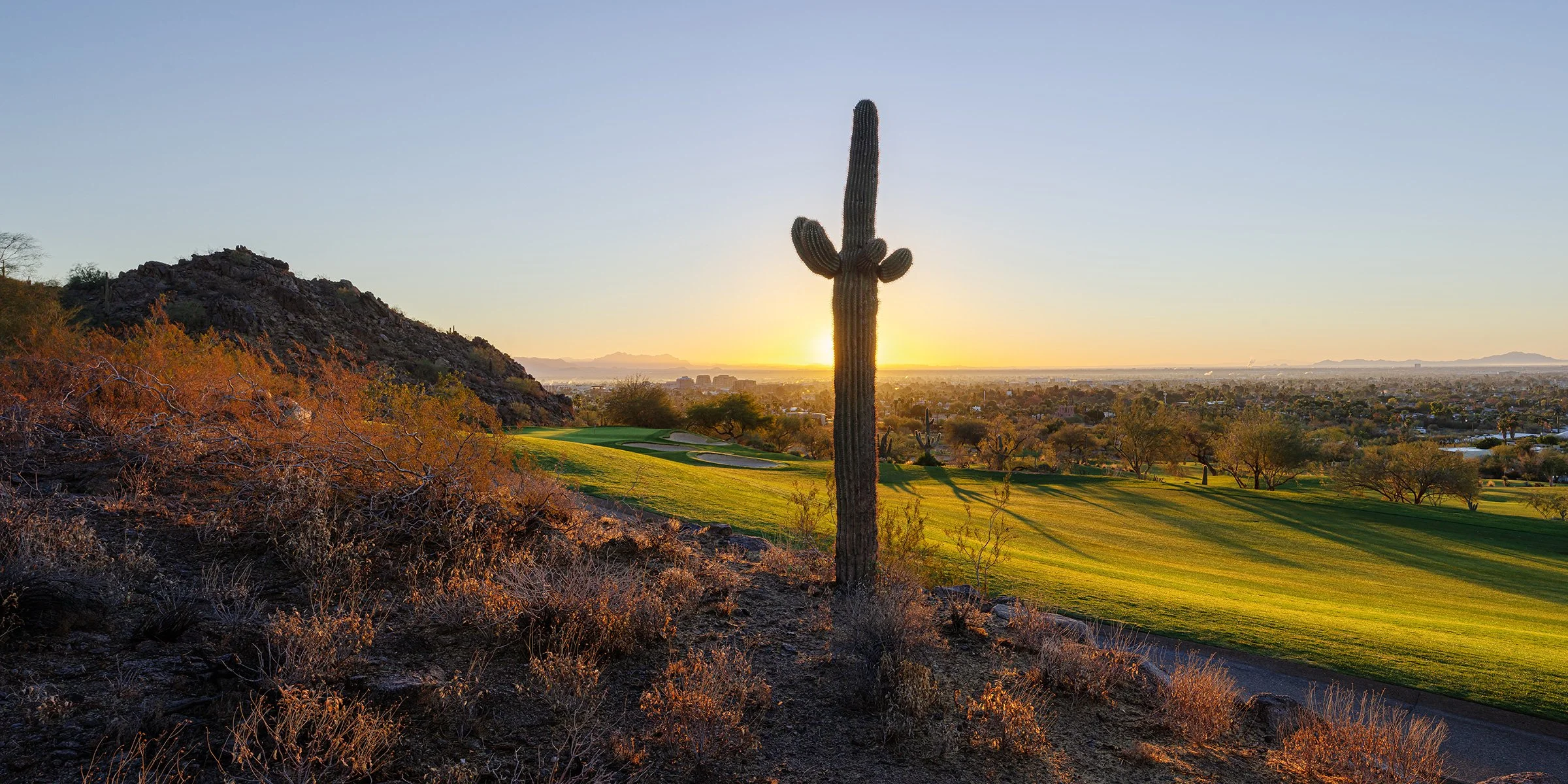 Sunset views of the Phoenician golf course