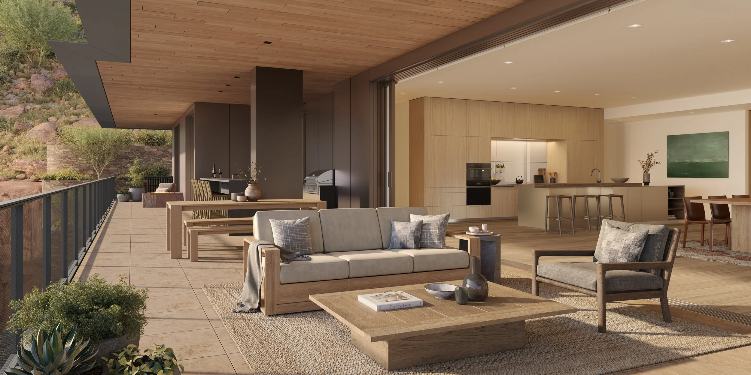 Terrace living and dining areas