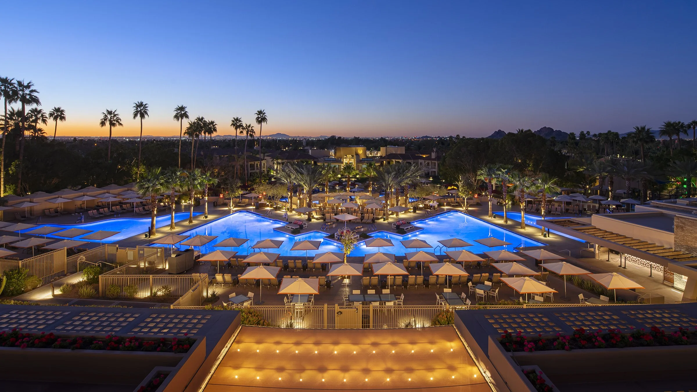 Aerial shot of the Phoenician at sunset