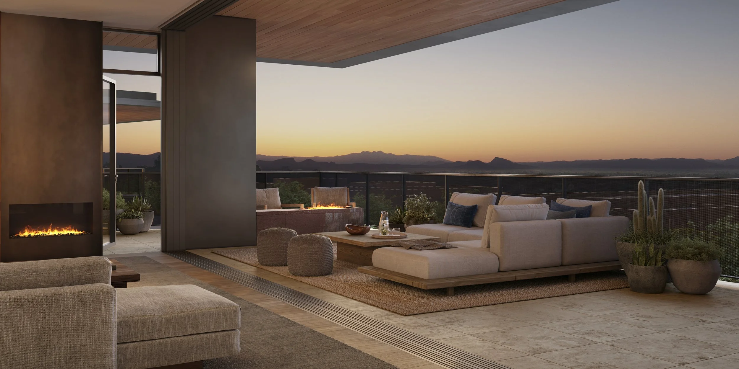 Expansive terrace with a corner view