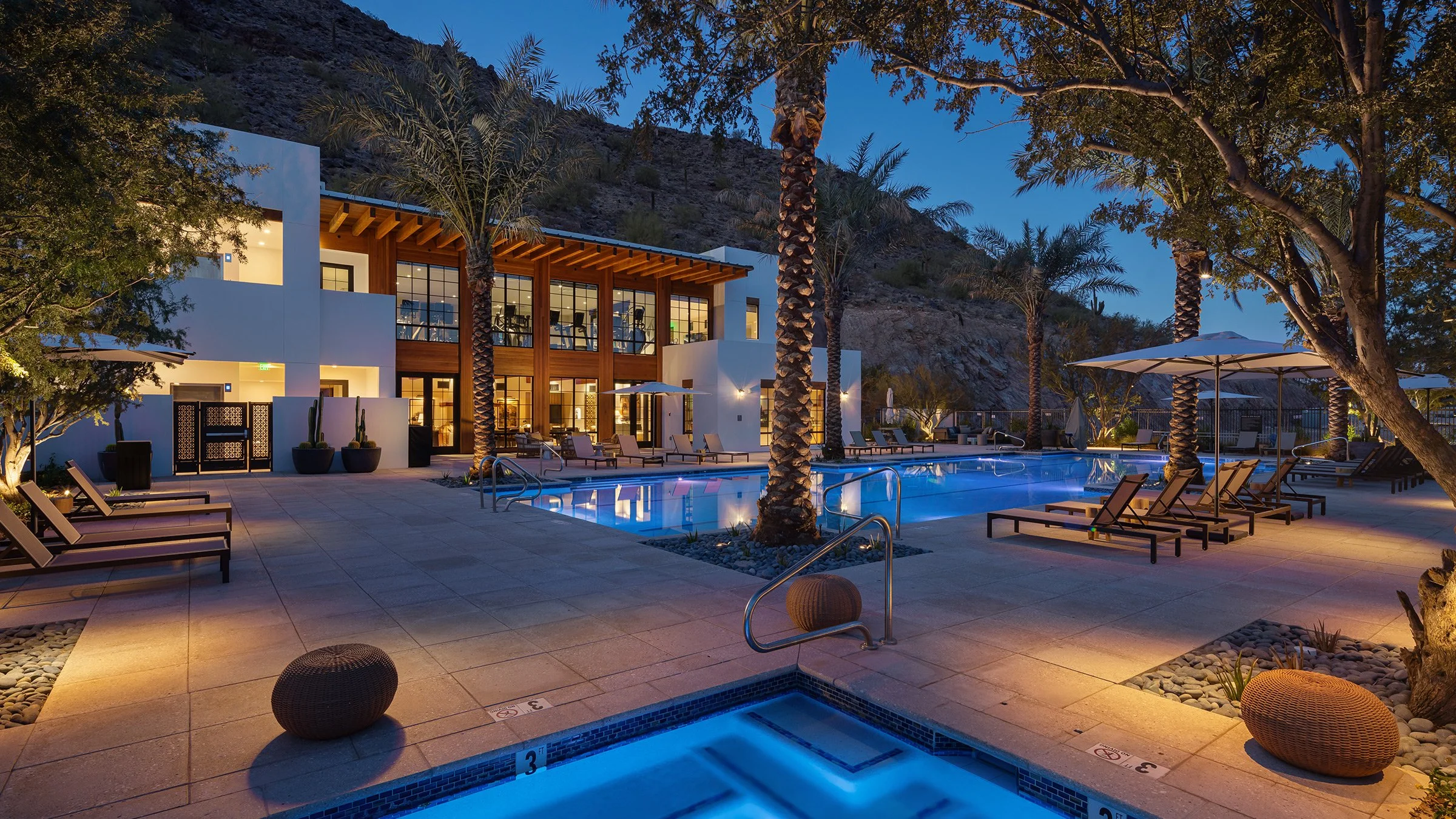 Mountain Club Pool and Spa at dusk