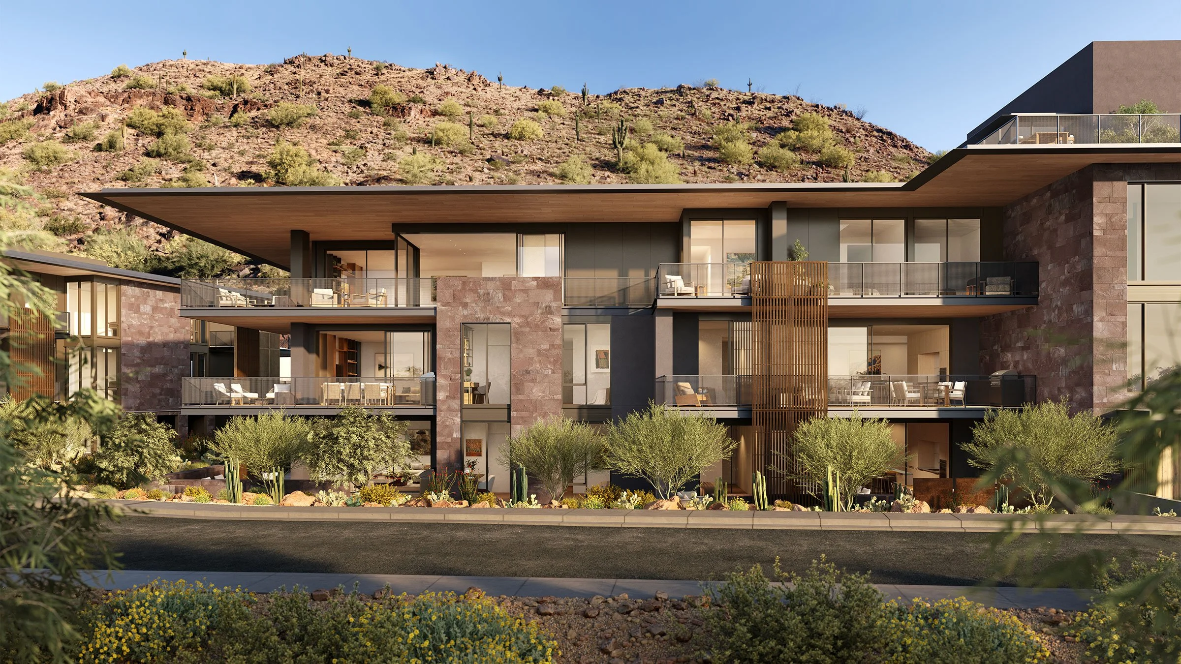 Side-facing exterior shot of Summit by Olson Kundig