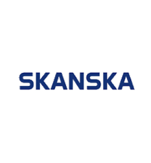Skanska logo in blue text