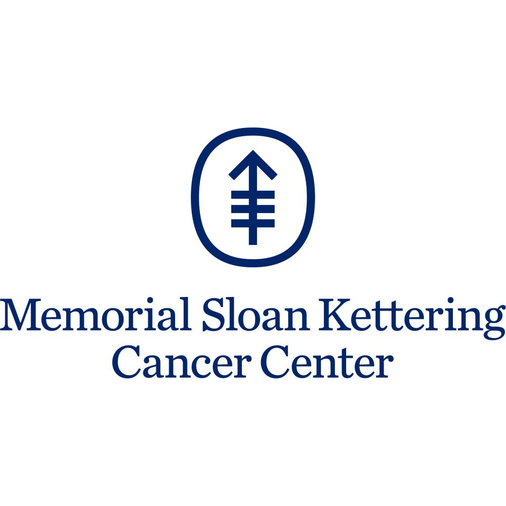 Logo of Memorial Sloan Kettering Cancer Center with a blue symbol resembling a stylized tree or plant above the center's name.